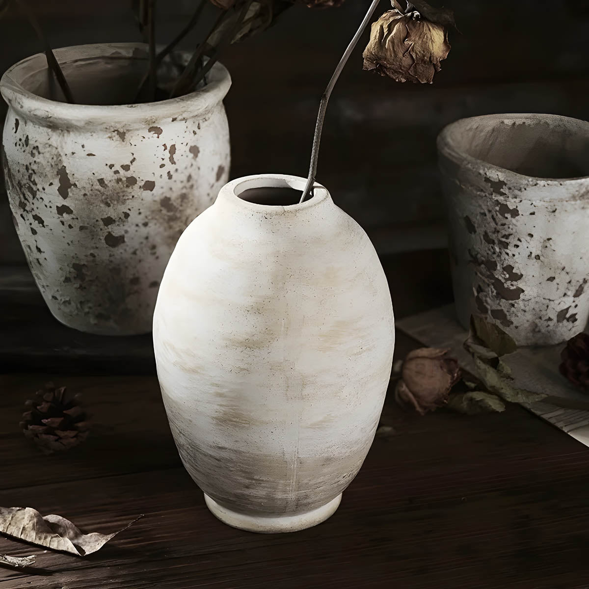 Bone White Retro Ceramic Vase — Statement Home Décor Accent