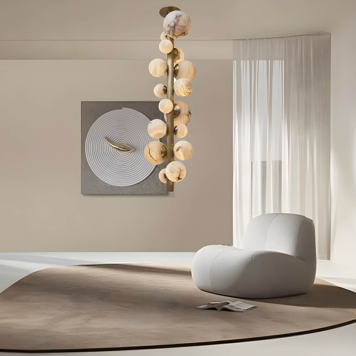 Euthenia Natural Marble & Copper Ceiling Lamp with G9 LED Balls (6-16 Lights)