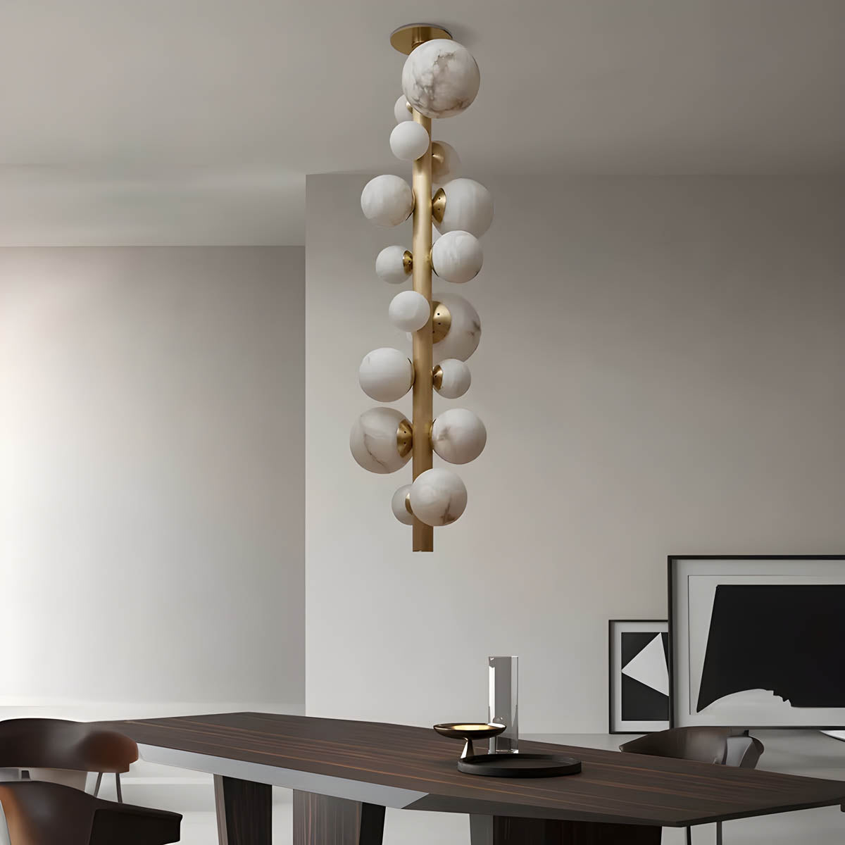 Euthenia Natural Marble & Copper Ceiling Lamp with G9 LED Balls (6-16 Lights)