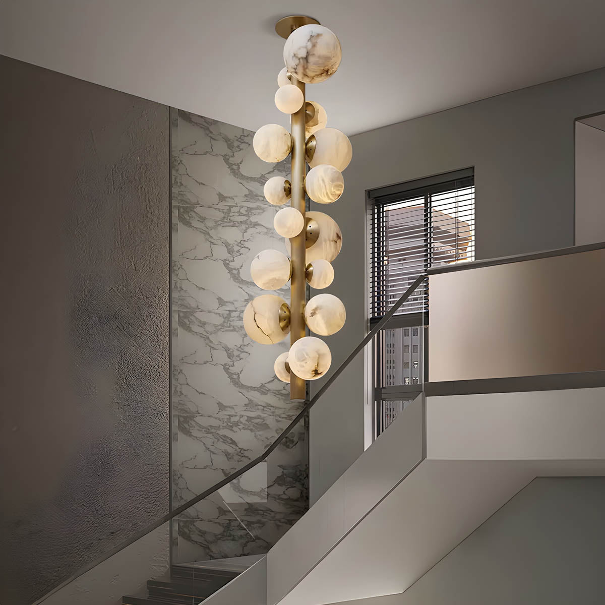 Euthenia Natural Marble & Copper Ceiling Lamp with G9 LED Balls (6-16 Lights)