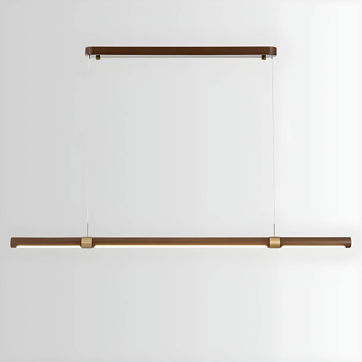 Walnut & Copper Bar LED Semi-Flush Ceiling Light