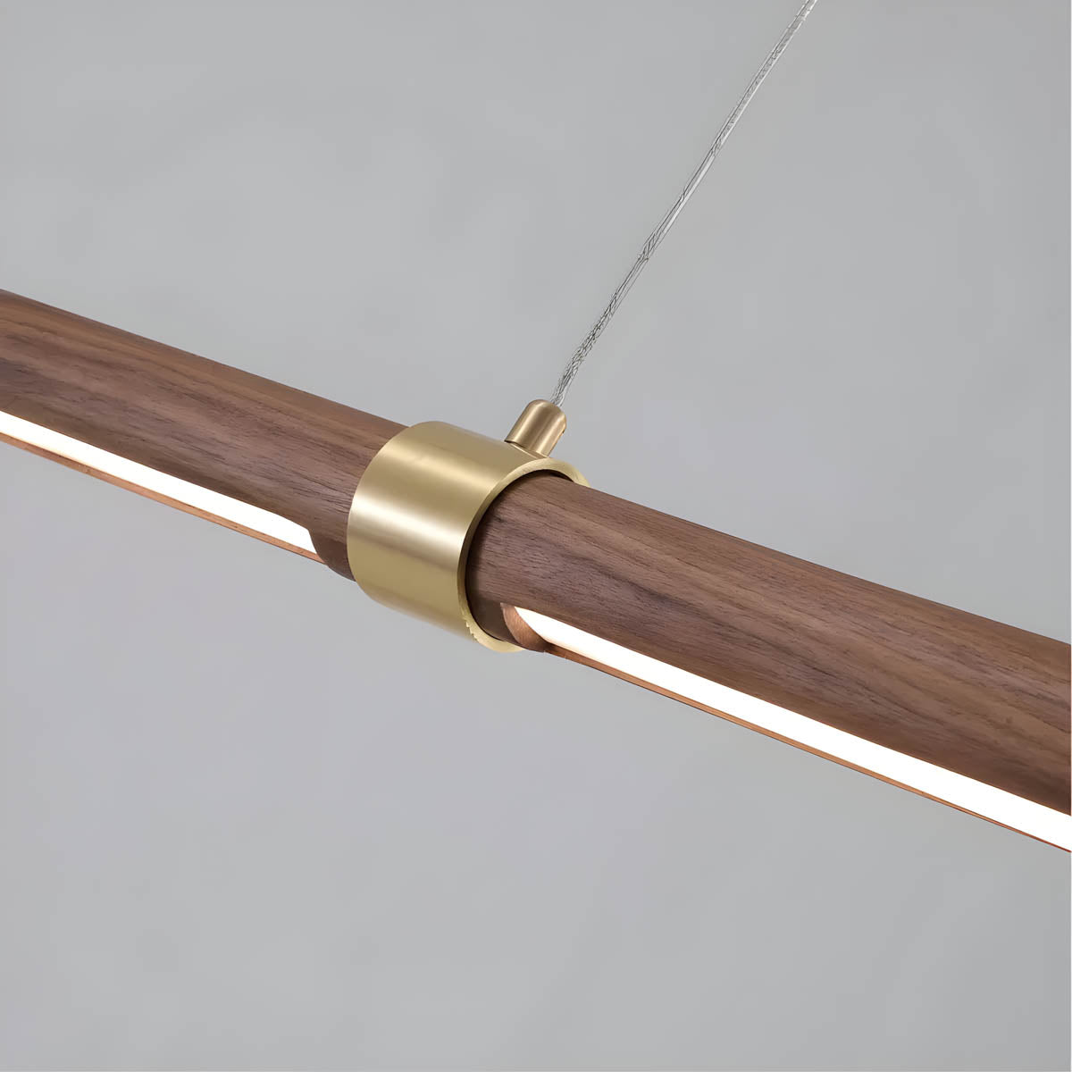 Walnut & Copper Bar LED Semi-Flush Ceiling Light