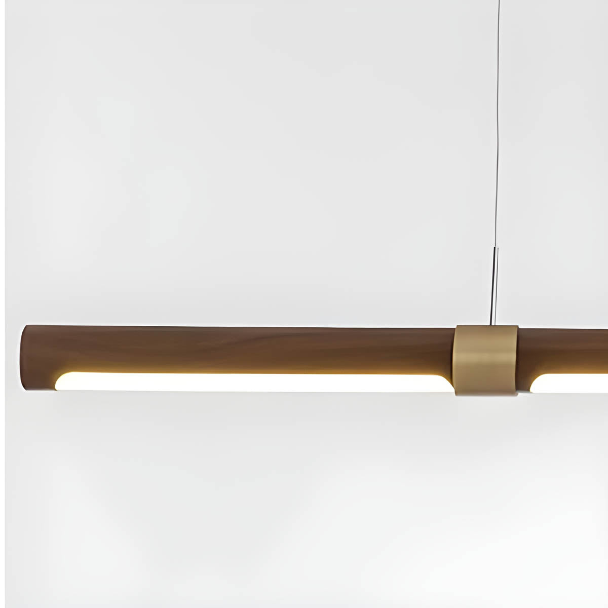 Walnut & Copper Bar LED Semi-Flush Ceiling Light