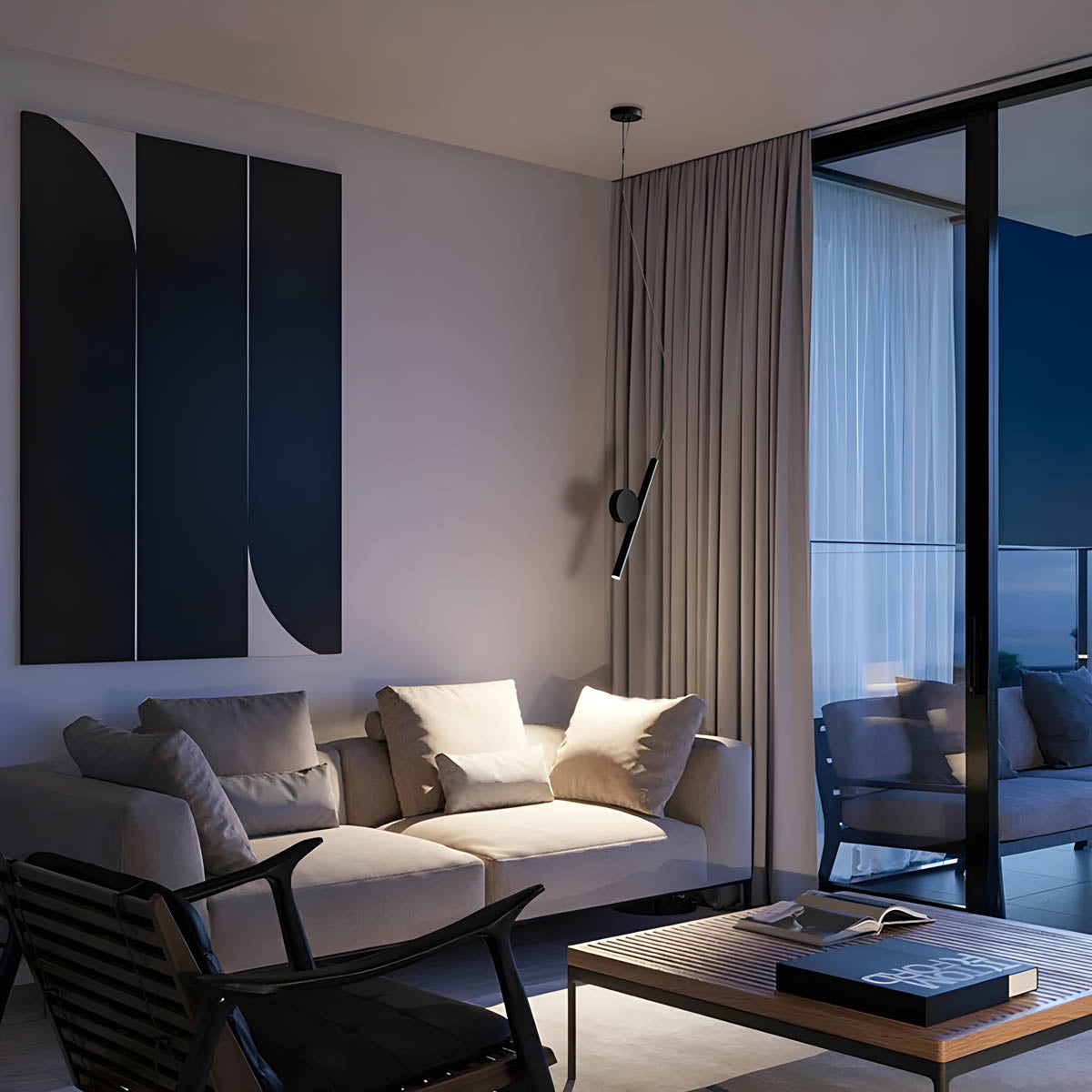 Minimalist aluminium pendant light LED, 30×3 cm