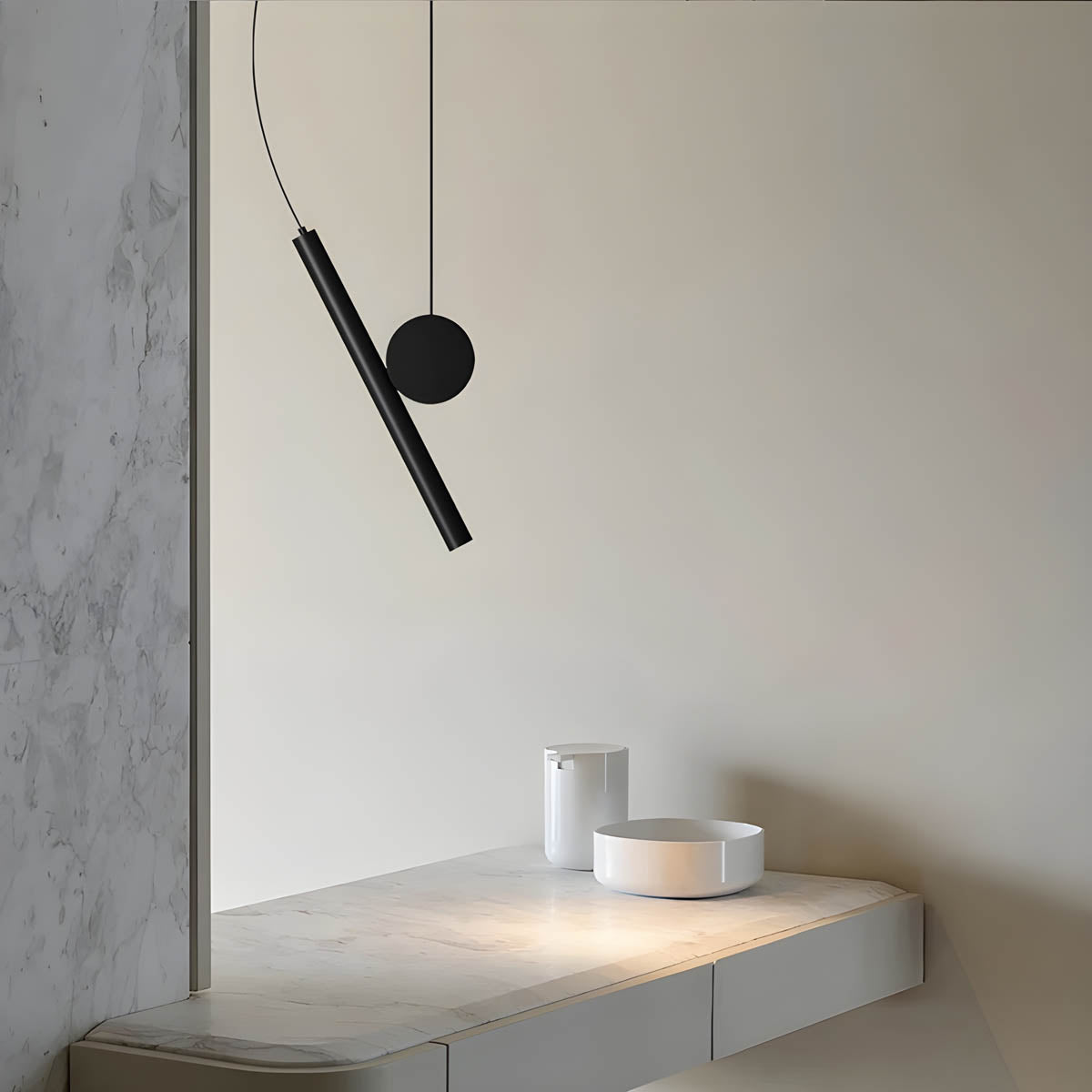 Minimalist aluminium pendant light LED, 30×3 cm
