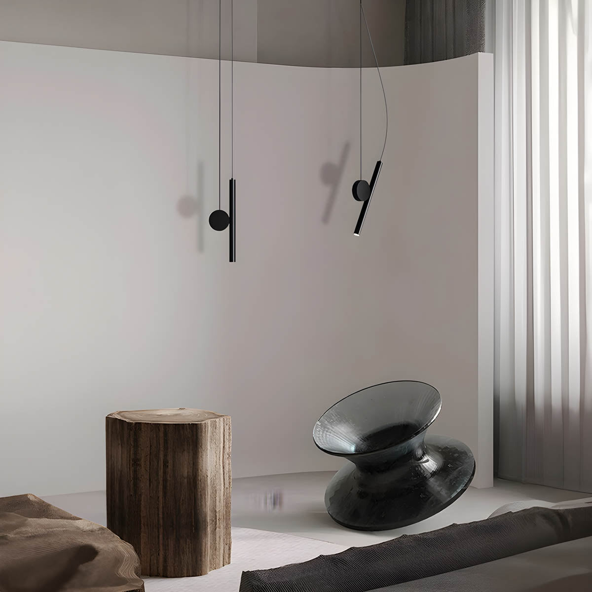 Minimalist aluminium pendant light LED, 30×3 cm
