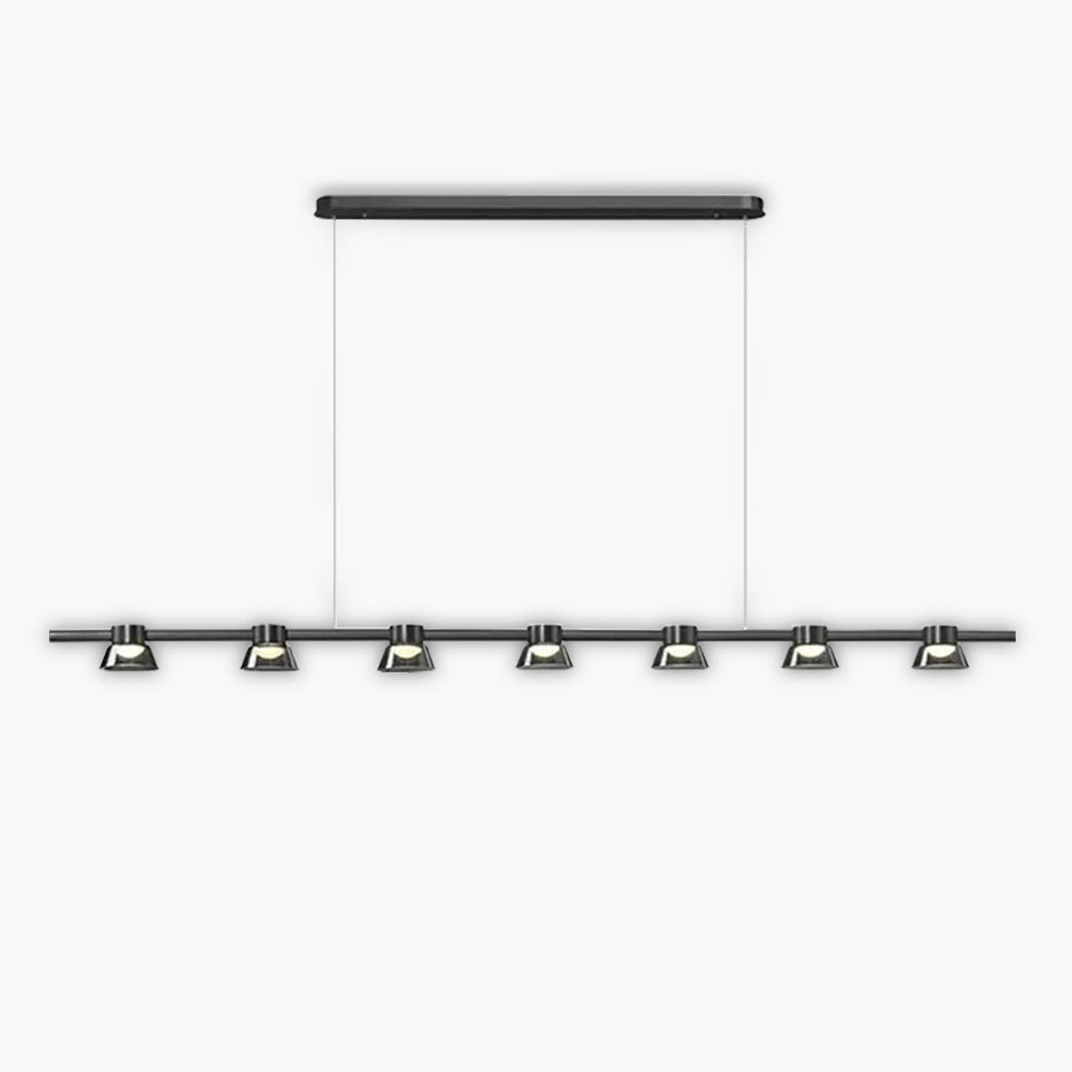 Textured smoky-glass chandelier, multi-arm LED fixture