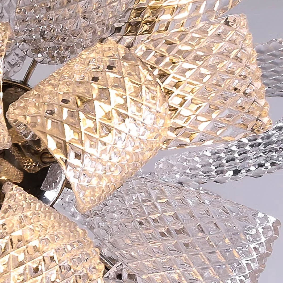 Crystal Glass & Polished Metal Pendant Chandelier 60-114.5 cm