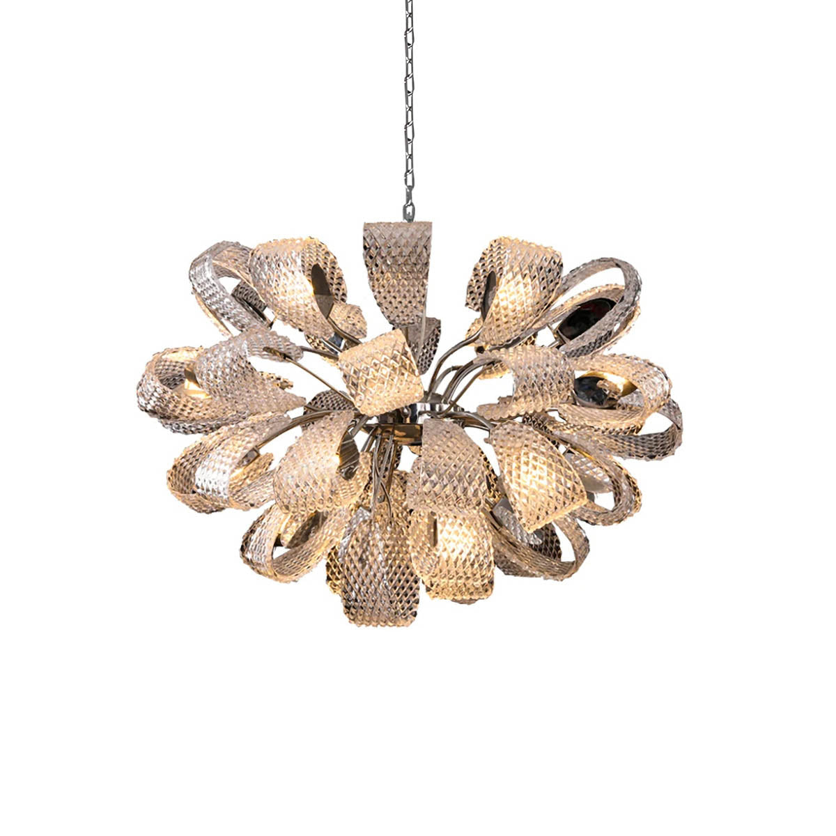 Crystal Glass & Polished Metal Pendant Chandelier 60-114.5 cm