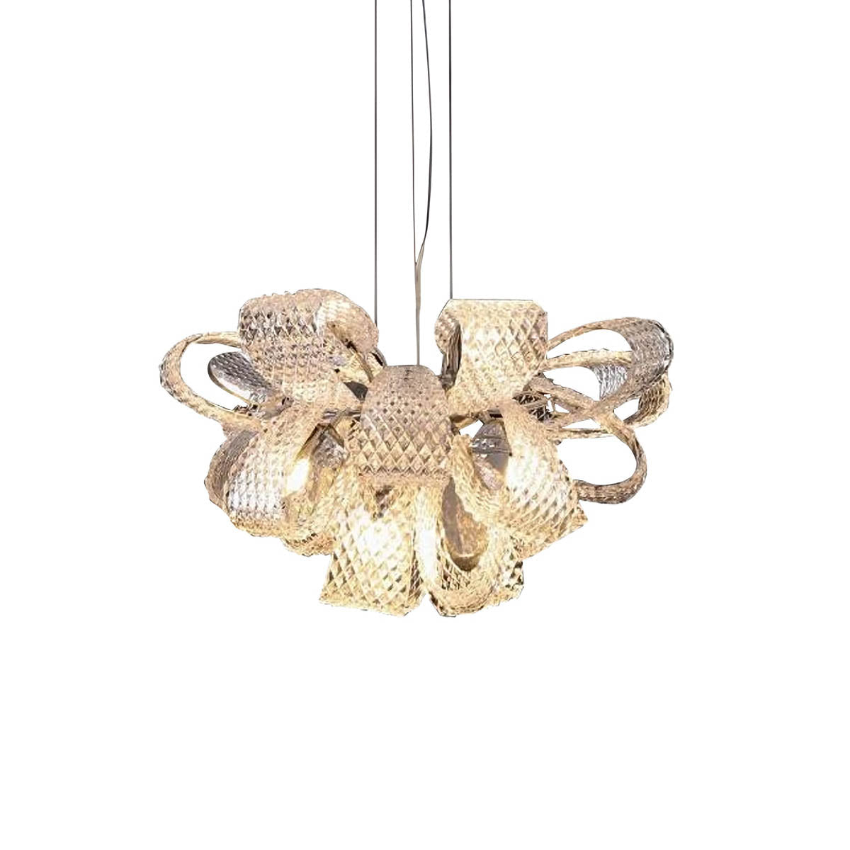 Crystal Glass & Polished Metal Pendant Chandelier 60-114.5 cm