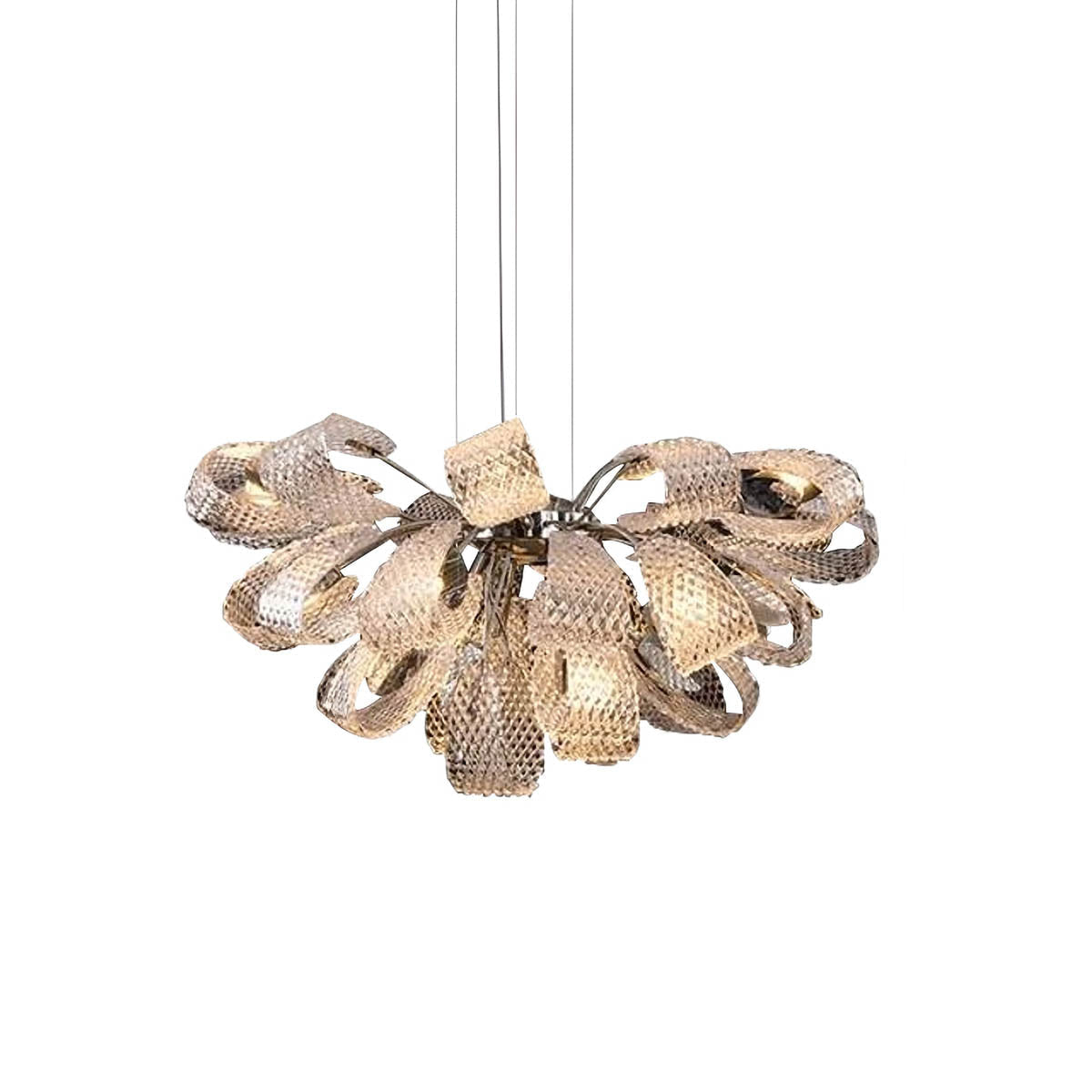Crystal Glass & Polished Metal Pendant Chandelier 60-114.5 cm