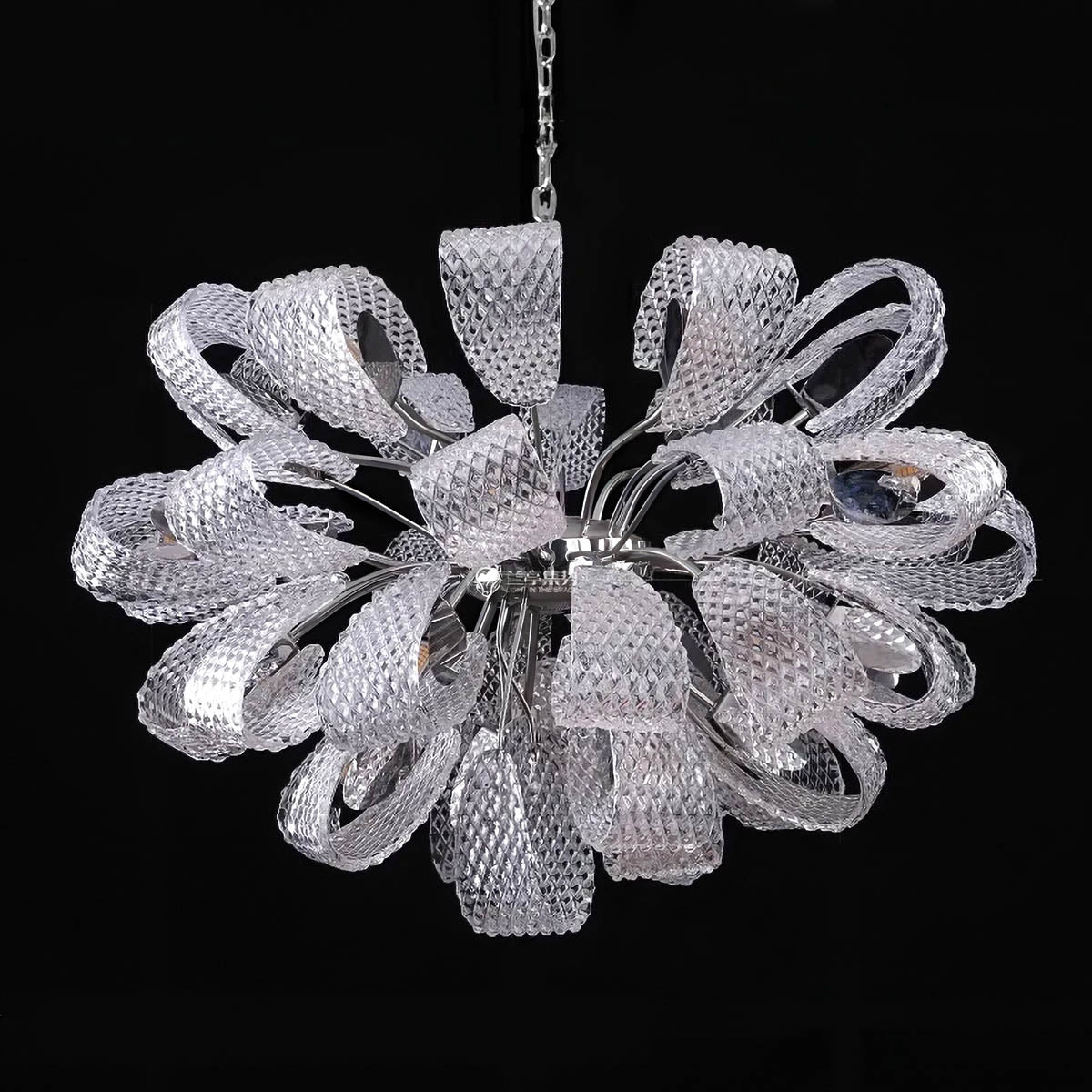 Crystal Glass & Polished Metal Pendant Chandelier 60-114.5 cm