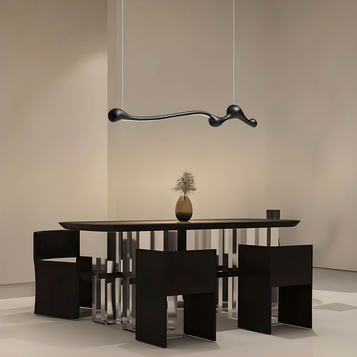 Wood & PVC LED Pendant Light FRAN, 150 cm Statement Suspension