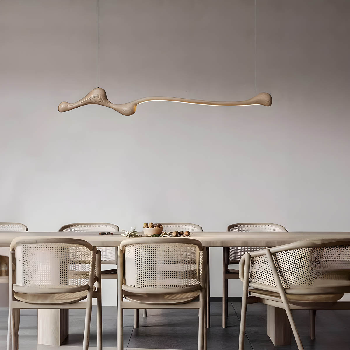 Wood & PVC LED Pendant Light FRAN, 150 cm Statement Suspension