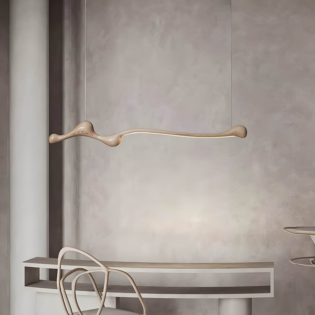 Wood & PVC LED Pendant Light FRAN, 150 cm Statement Suspension