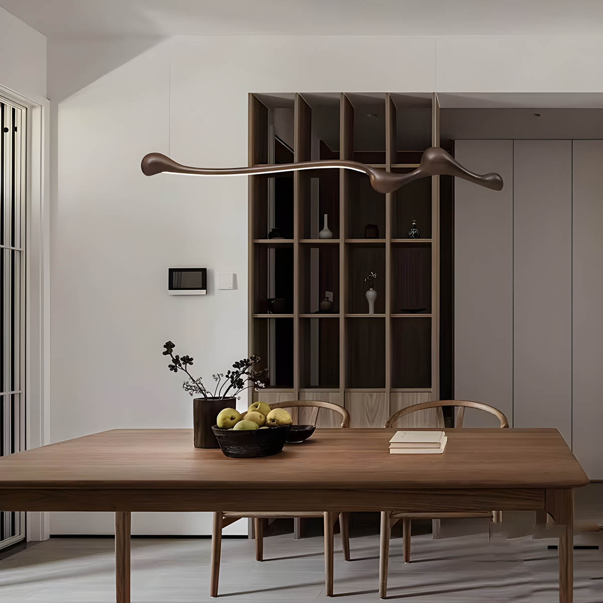 Wood & PVC LED Pendant Light FRAN, 150 cm Statement Suspension