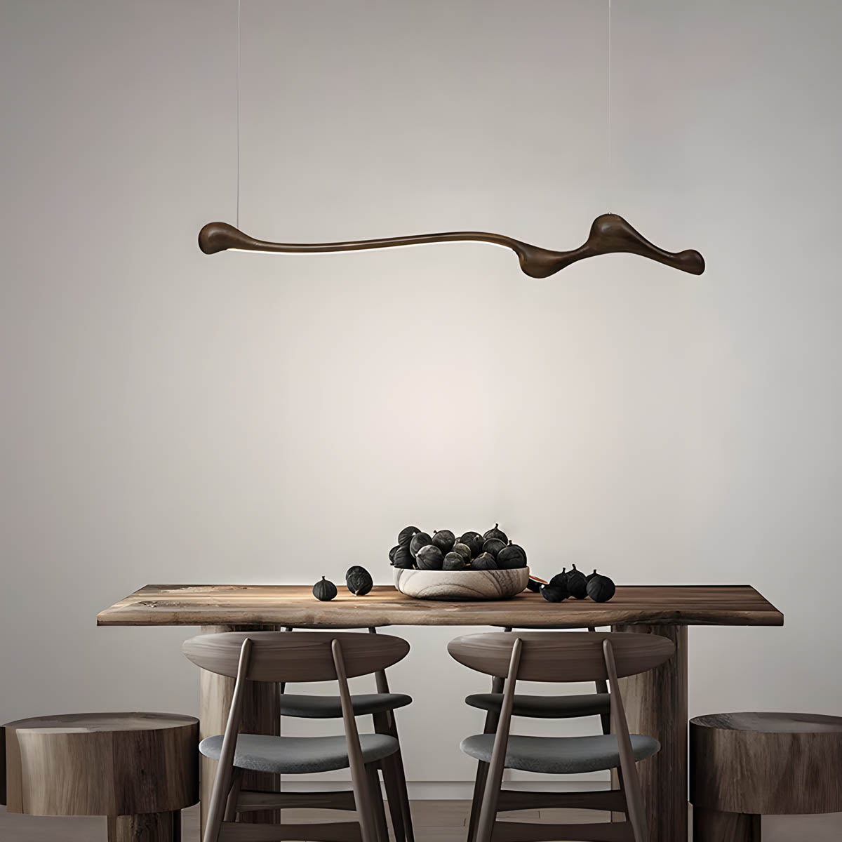 Wood & PVC LED Pendant Light FRAN, 150 cm Statement Suspension