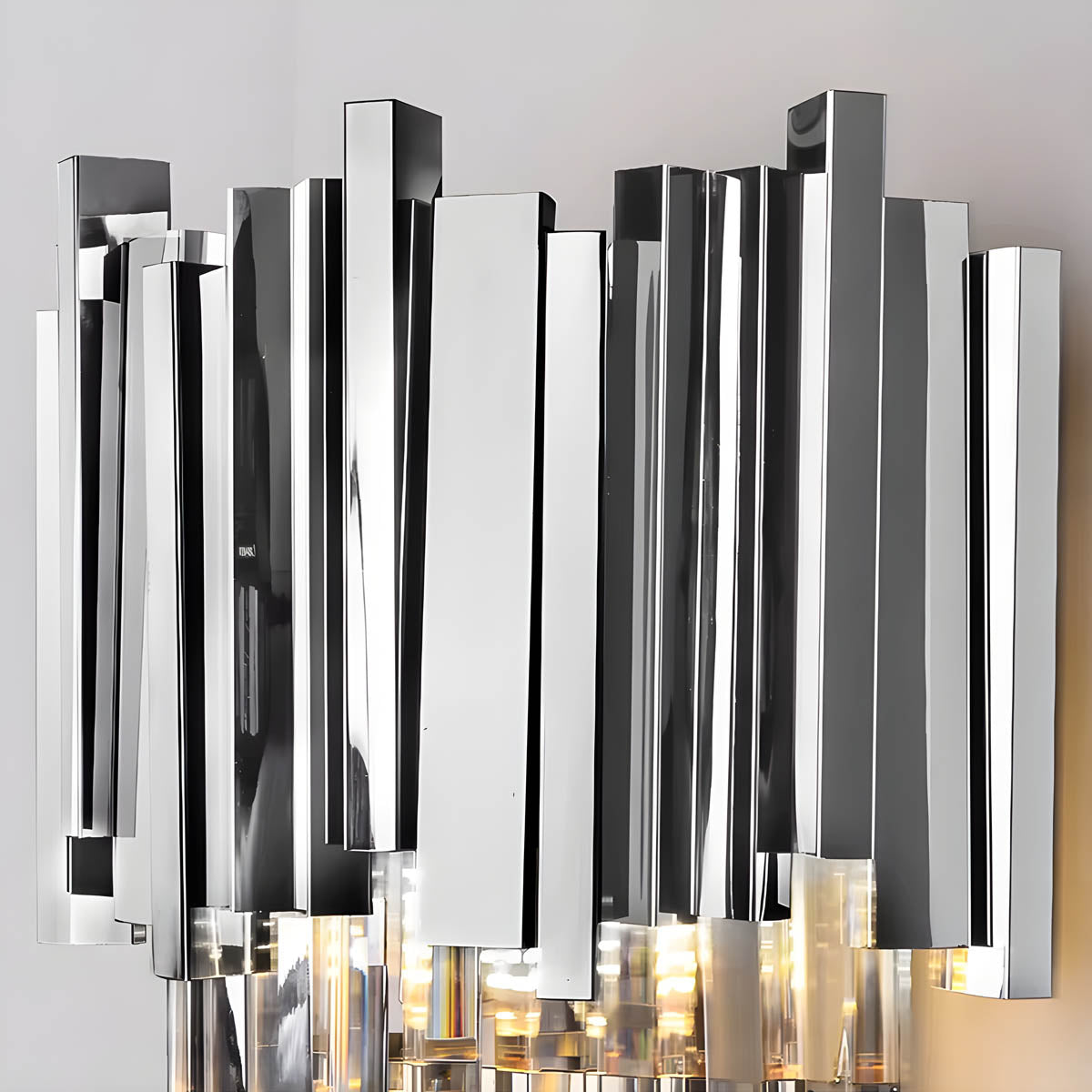 Freya Stainless Steel & K9 Crystal Wall Lamp with E14 Bulb