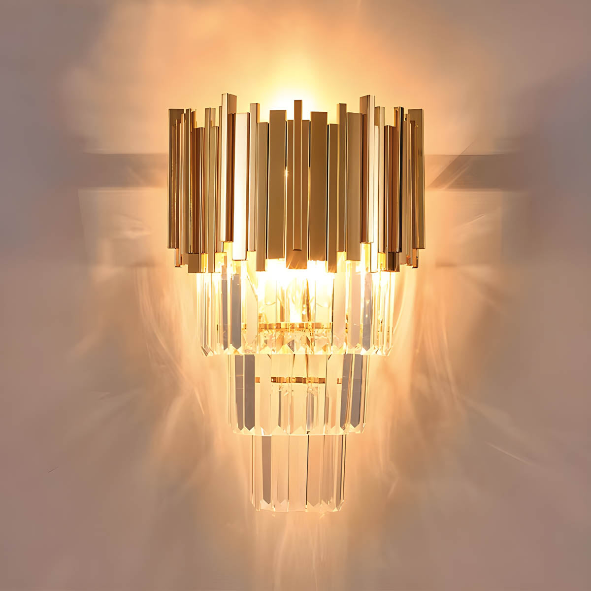 Freya Stainless Steel & K9 Crystal Wall Lamp with E14 Bulb