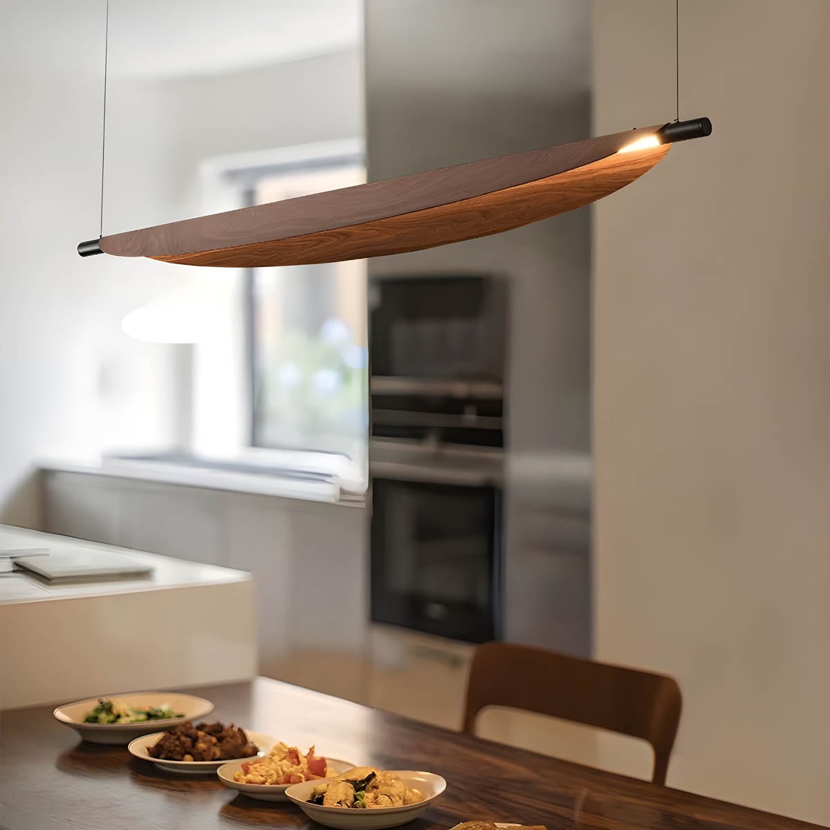 Wood & Iron “Fune” Wall or Pendant Lamp — Minimalist Nature-Inspired Lighting