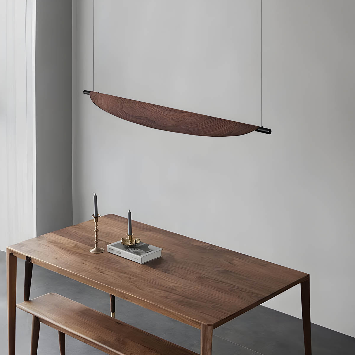 Wood & Iron “Fune” Wall or Pendant Lamp — Minimalist Nature-Inspired Lighting