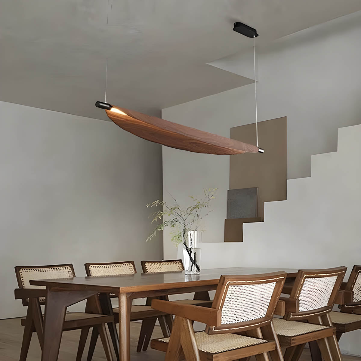 Wood & Iron “Fune” Wall or Pendant Lamp — Minimalist Nature-Inspired Lighting