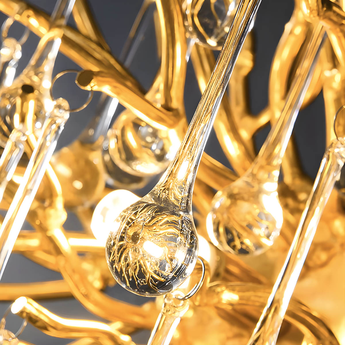 K9 crystal & aluminium chandelier, round or linear LED