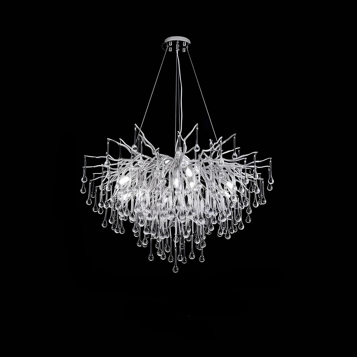 K9 crystal & aluminium chandelier, round or linear LED