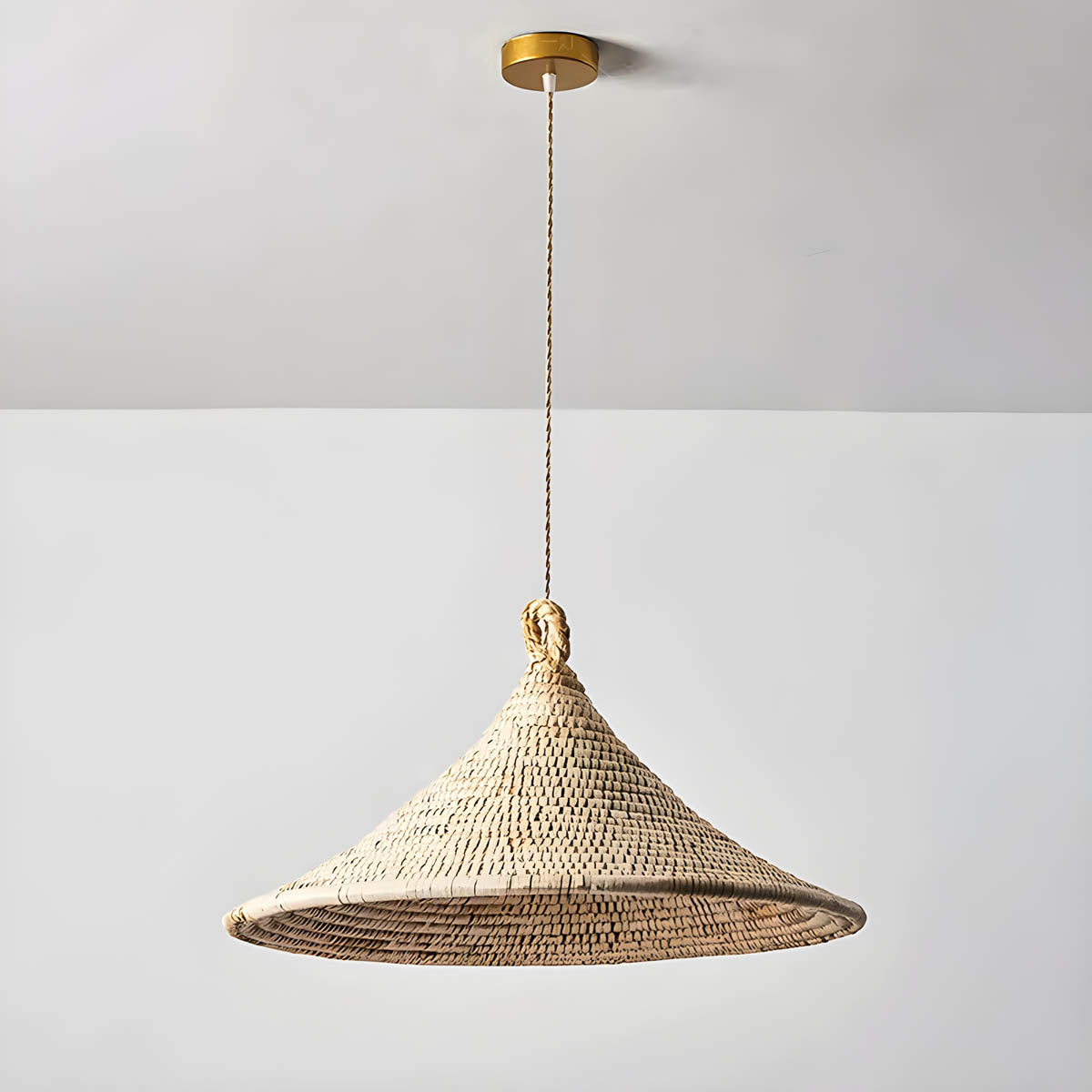 Rattan conical pendant light, Ø 50 cm, E27 base
