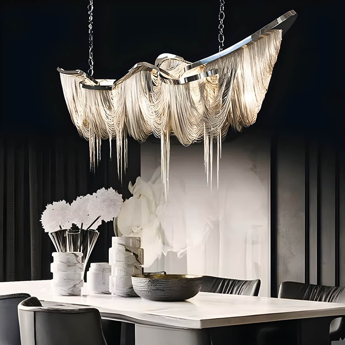 Pendant Light with Aluminium Tassels E14 120-160 cm