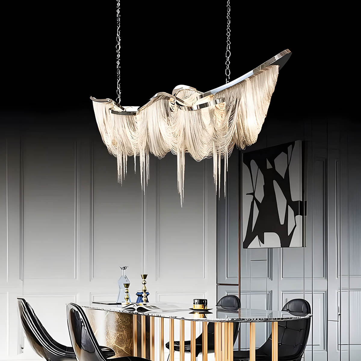 Pendant Light with Aluminium Tassels E14 120-160 cm