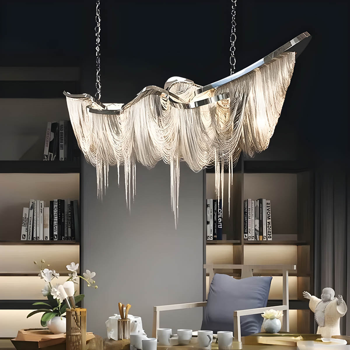 Pendant Light with Aluminium Tassels E14 120-160 cm