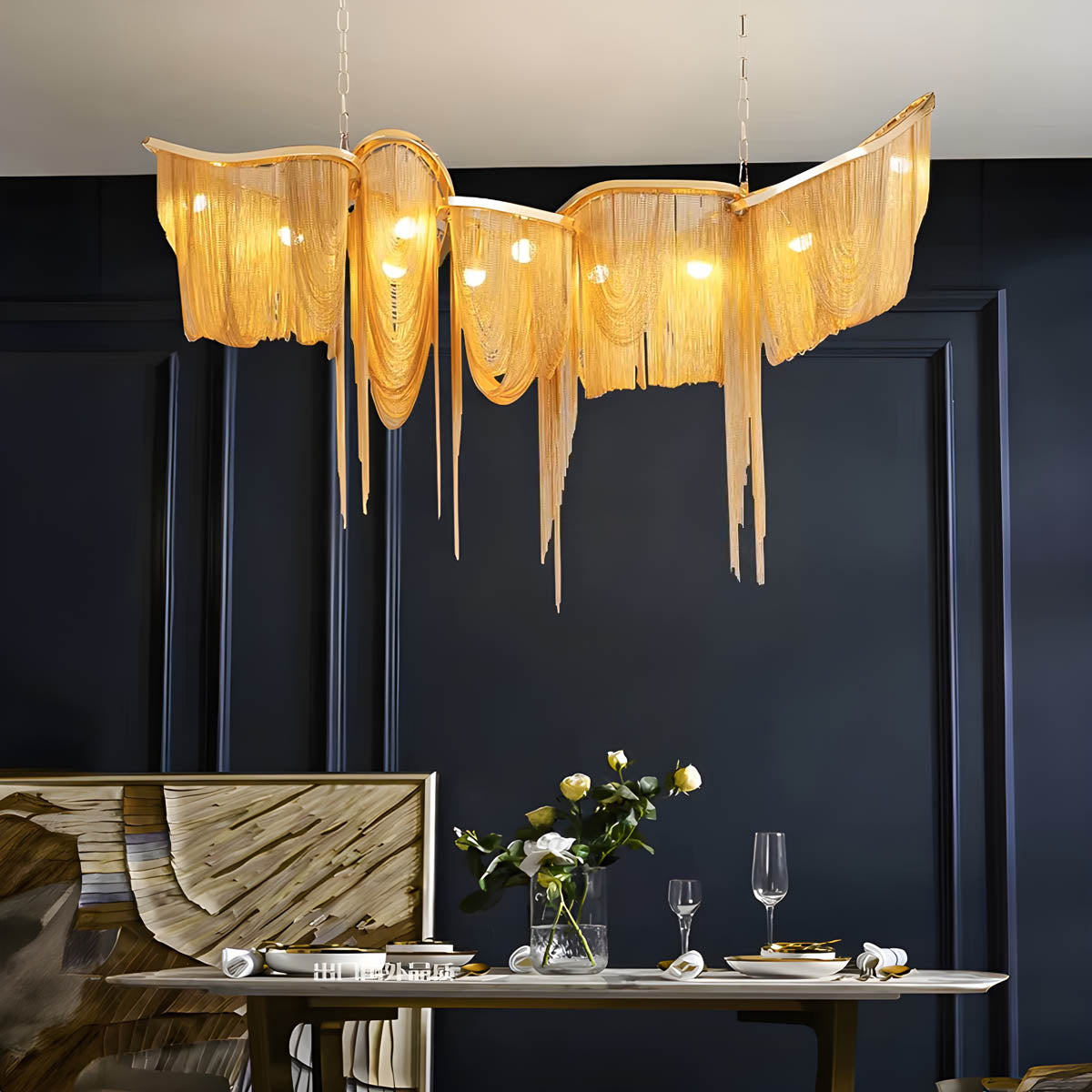 Pendant Light with Aluminium Tassels E14 120-160 cm