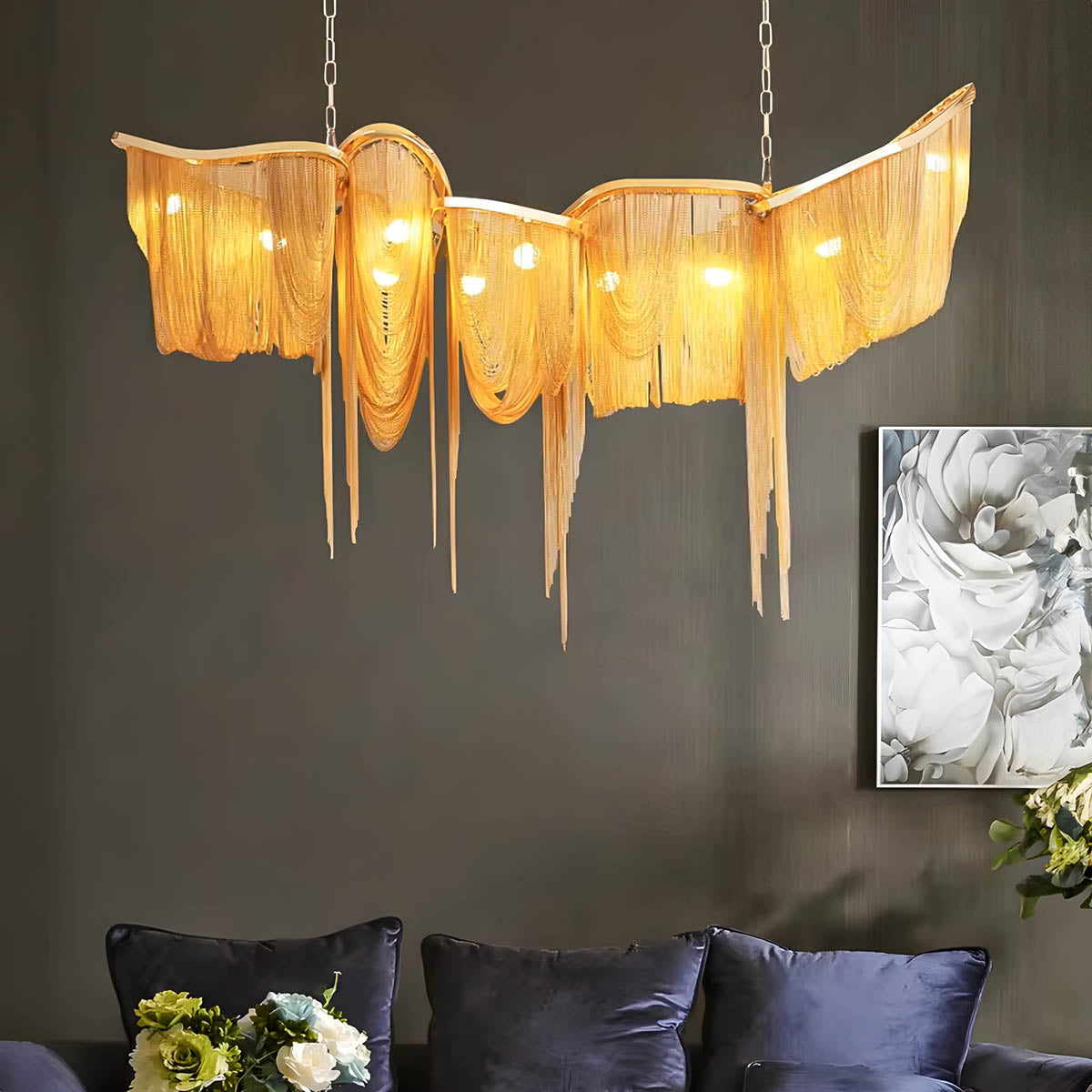 Pendant Light with Aluminium Tassels E14 120-160 cm