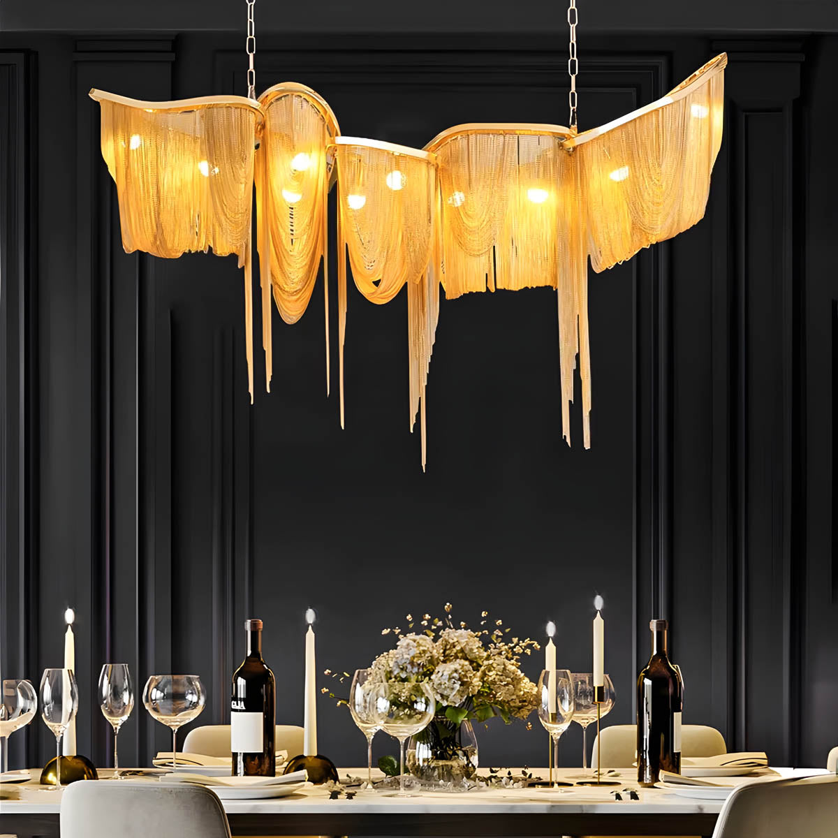 Pendant Light with Aluminium Tassels E14 120-160 cm