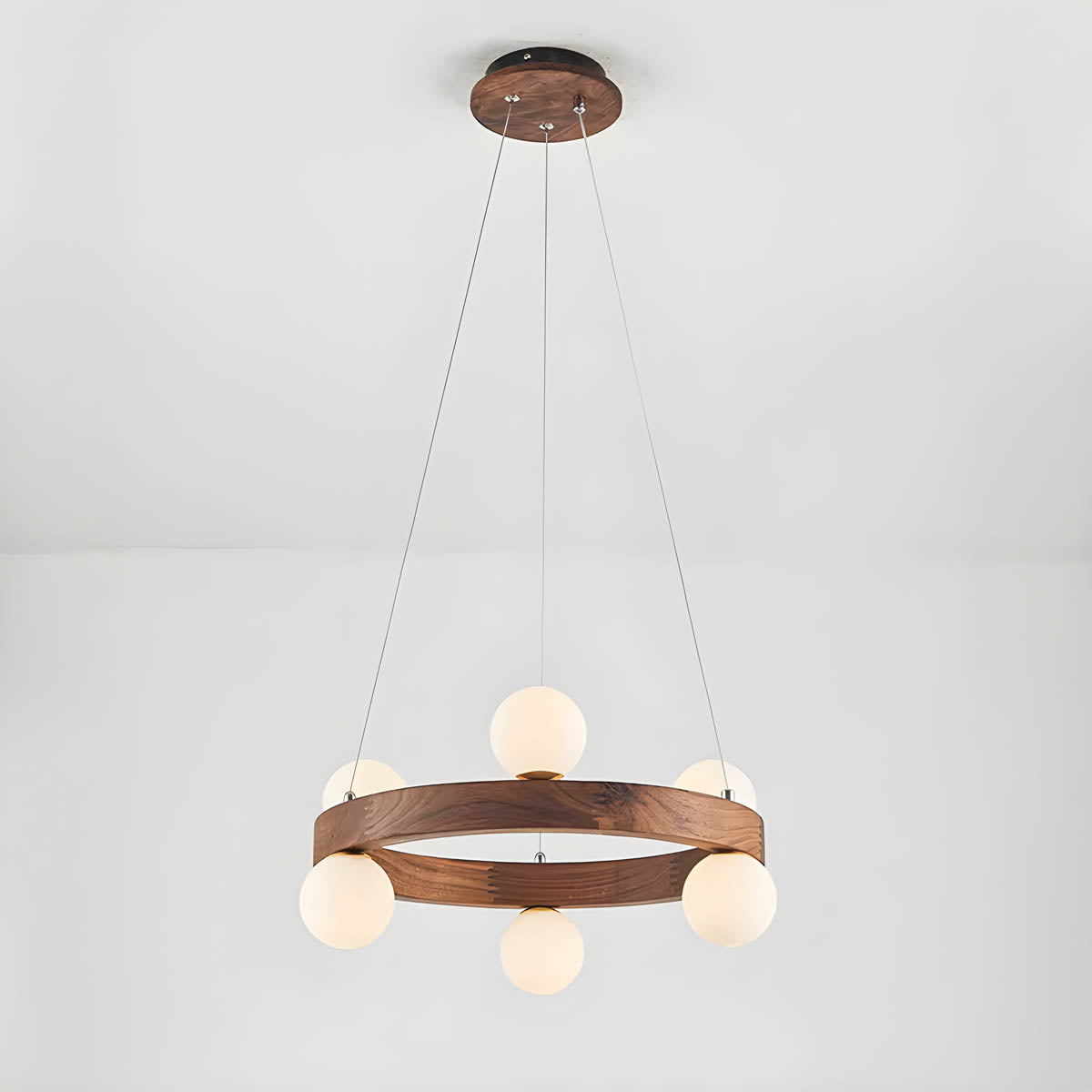 Wood & Glass Orb Chandelier G9 40-80 cm