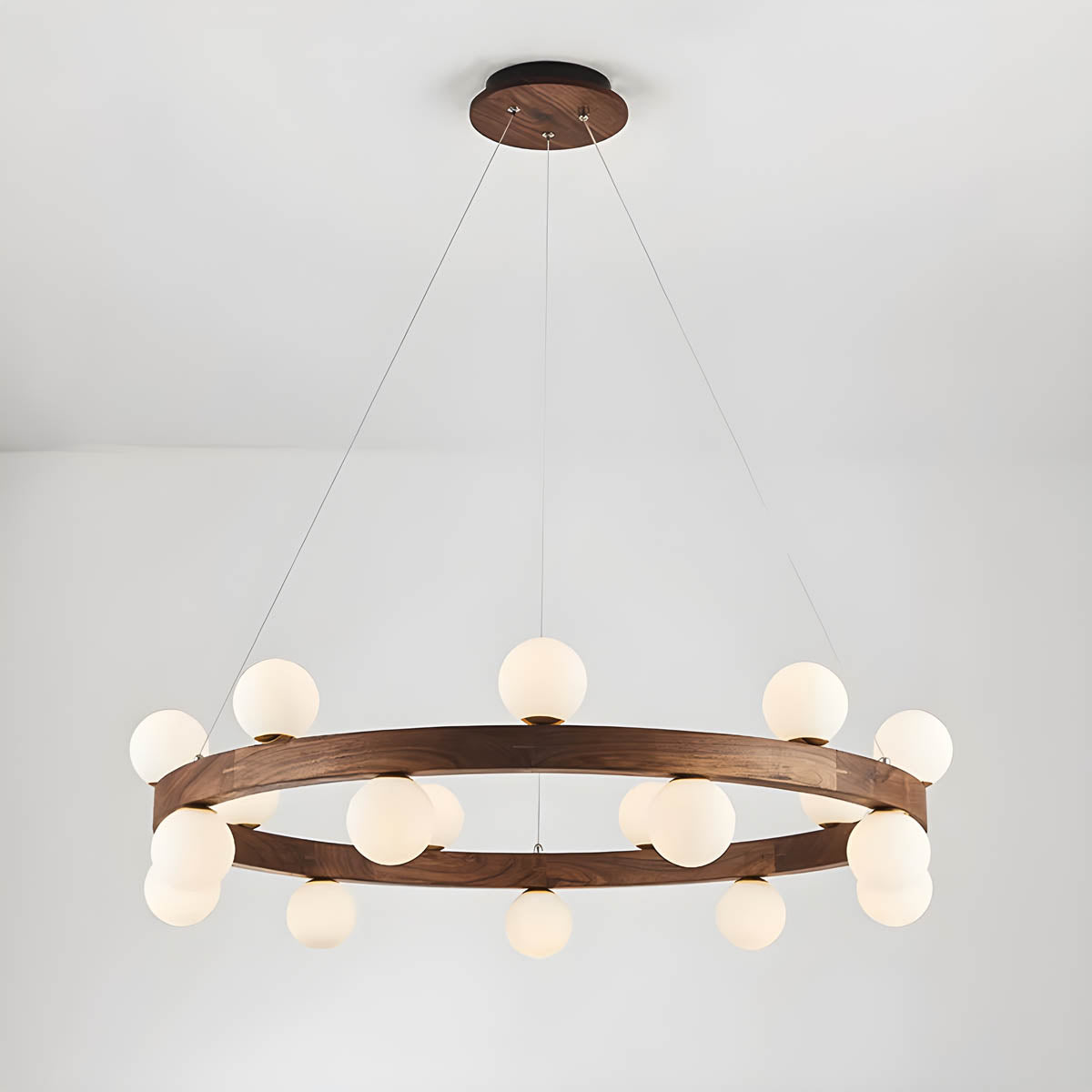 Wood & Glass Orb Chandelier G9 40-80 cm
