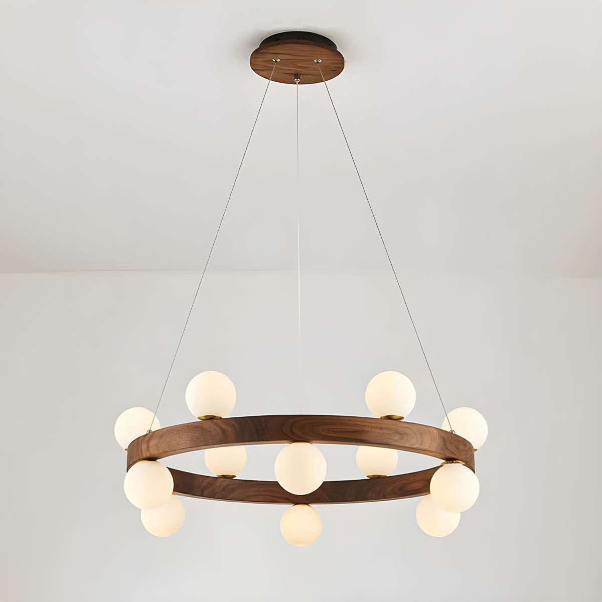 Wood & Glass Orb Chandelier G9 40-80 cm