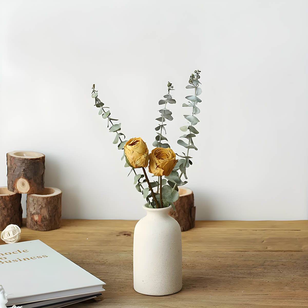 Round Minimalist Ceramic Vase Trio, Matte White or Beige — Decorative Set of Three