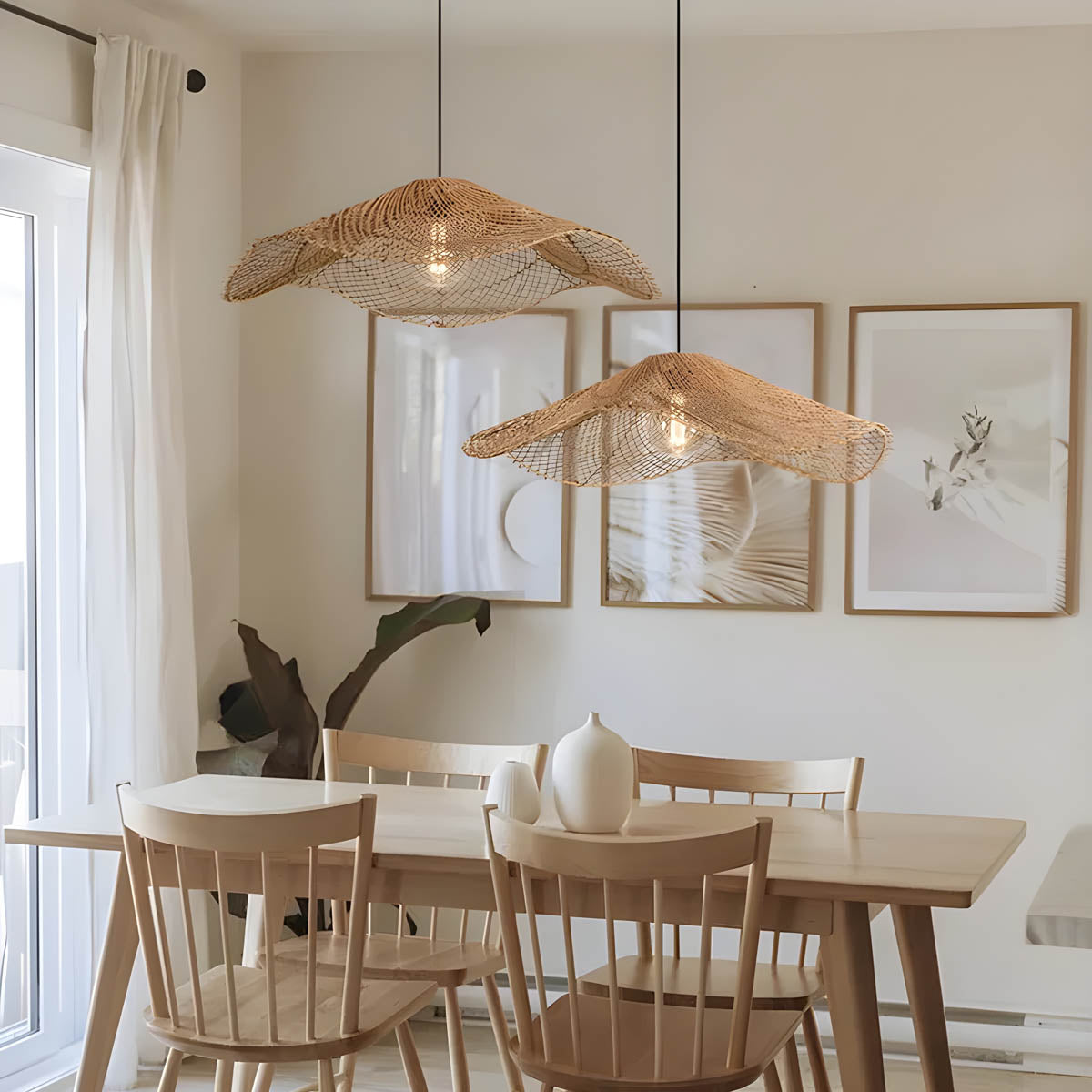Rattan pendant light LED ready, Ø 40-80 cm