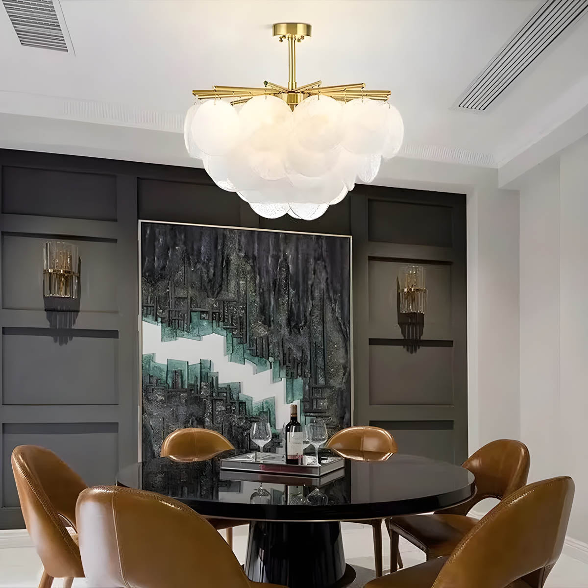 Semi-flush Ceiling Light with Diamond-effect Glass Shade