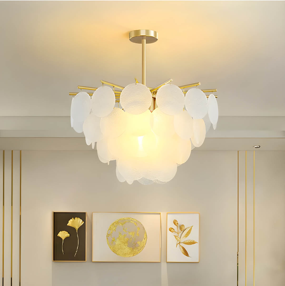 Semi-flush Ceiling Light with Diamond-effect Glass Shade