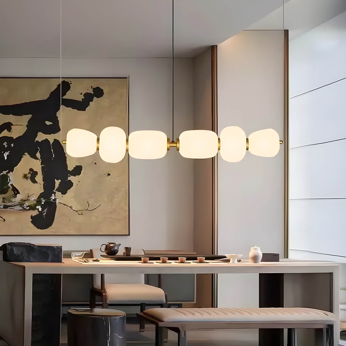 Acrylic & Metal 105 cm Semi-Flush Linear LED Lamp