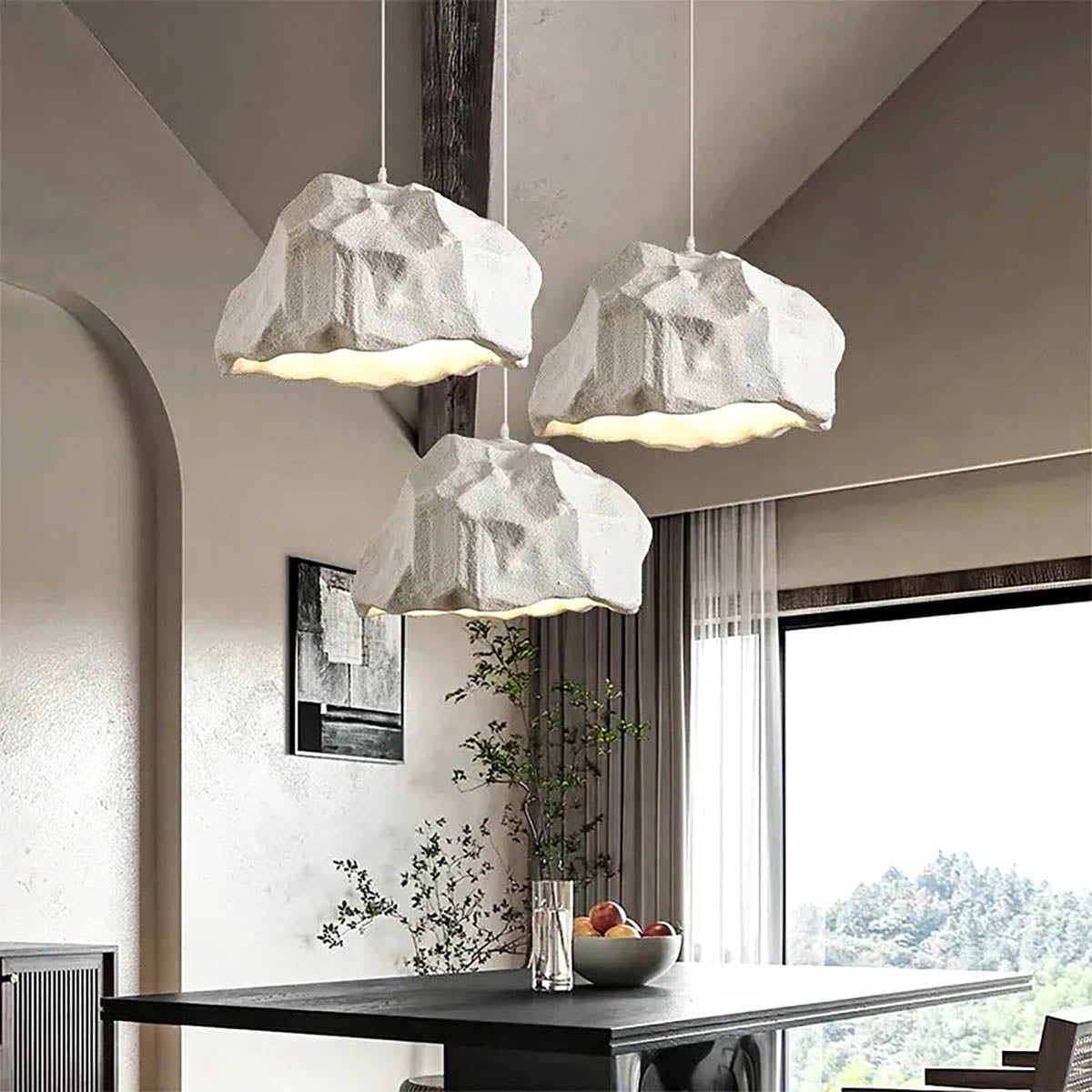 ISHI Rock-Effect Pendant Light Cord-Pendant E27 LED, 52×30 cm