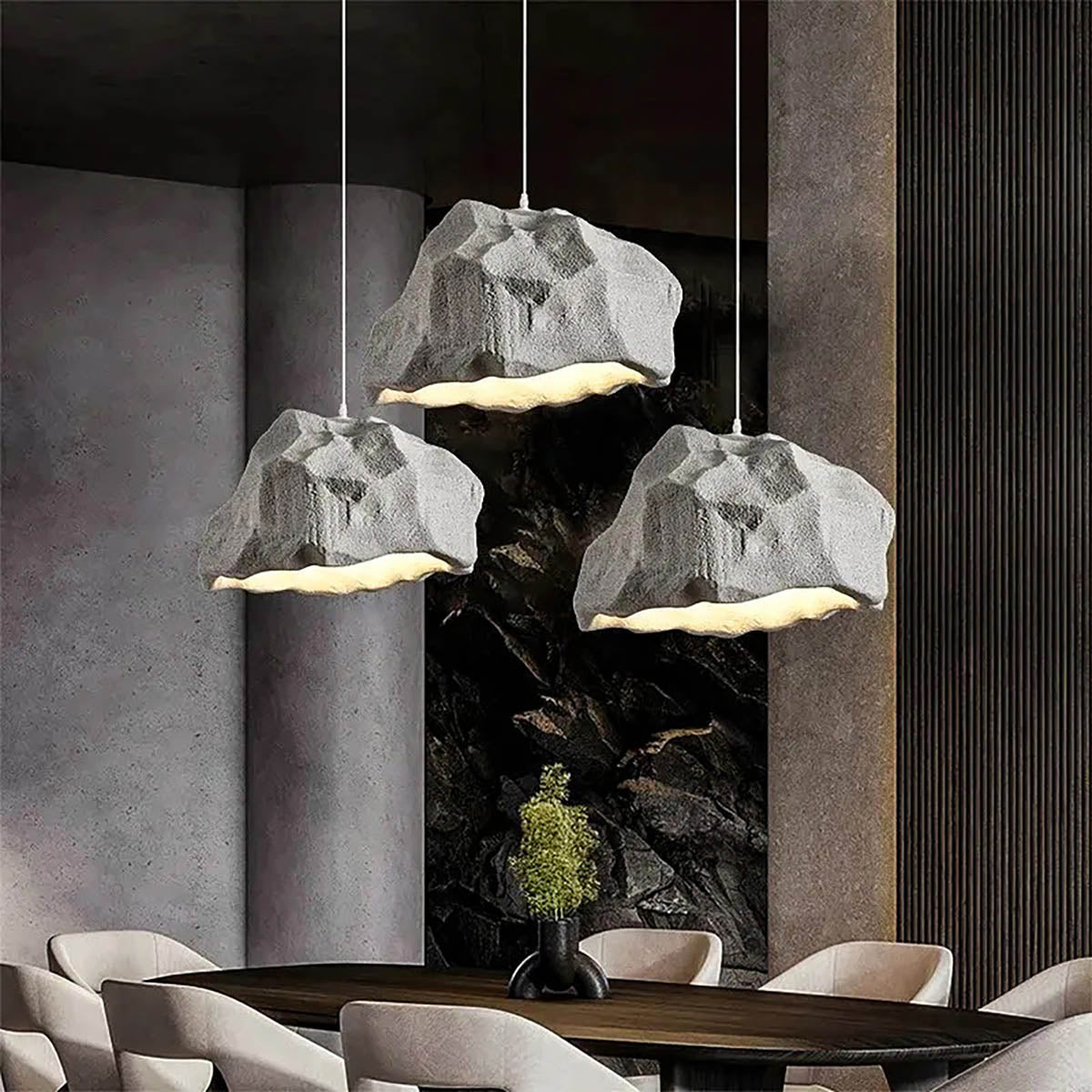 Rock-Effect Pendant Light Cord-Pendant E27 LED, 52×30 cm