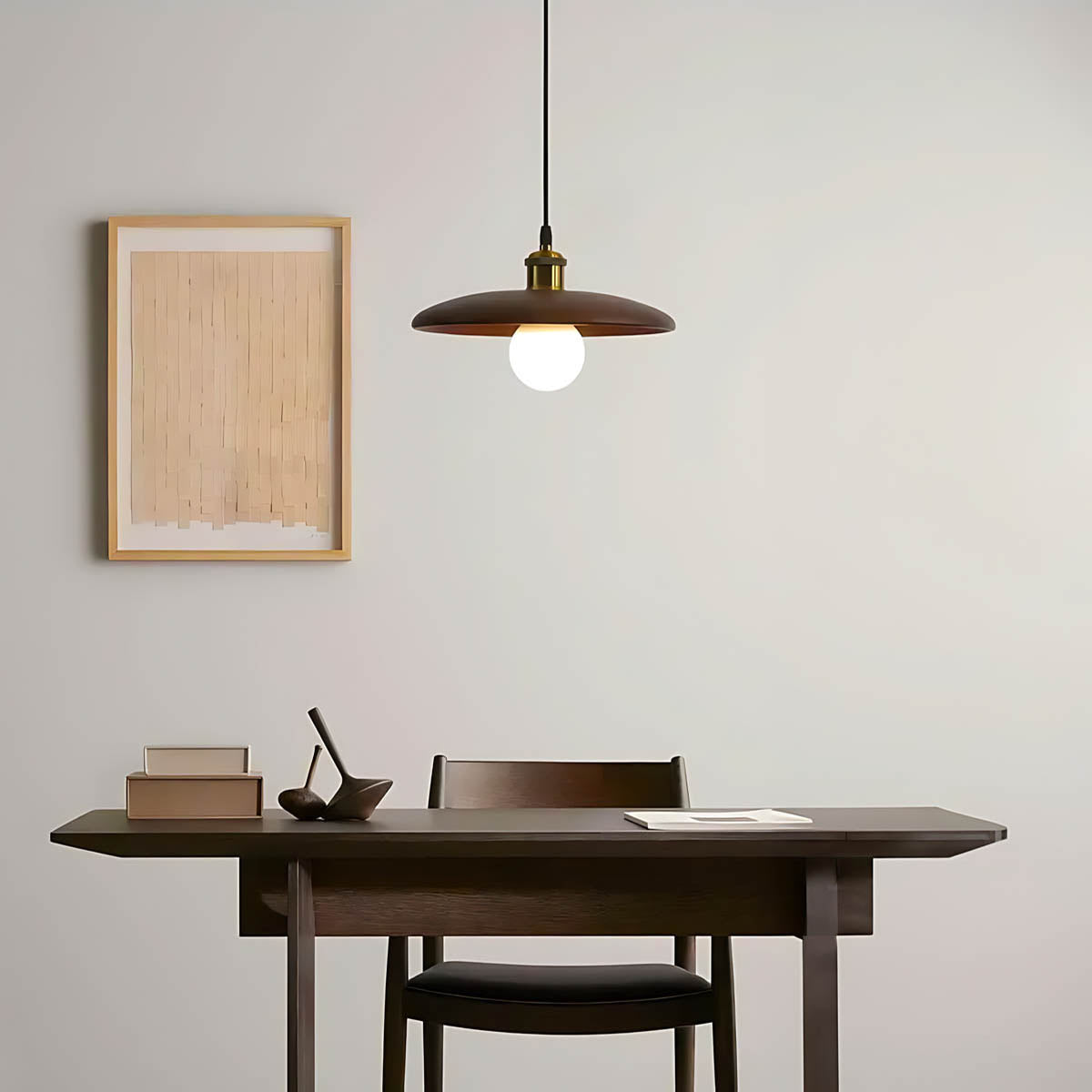 Wood saucer pendant light LED E27, Ø 18 / 28 cm