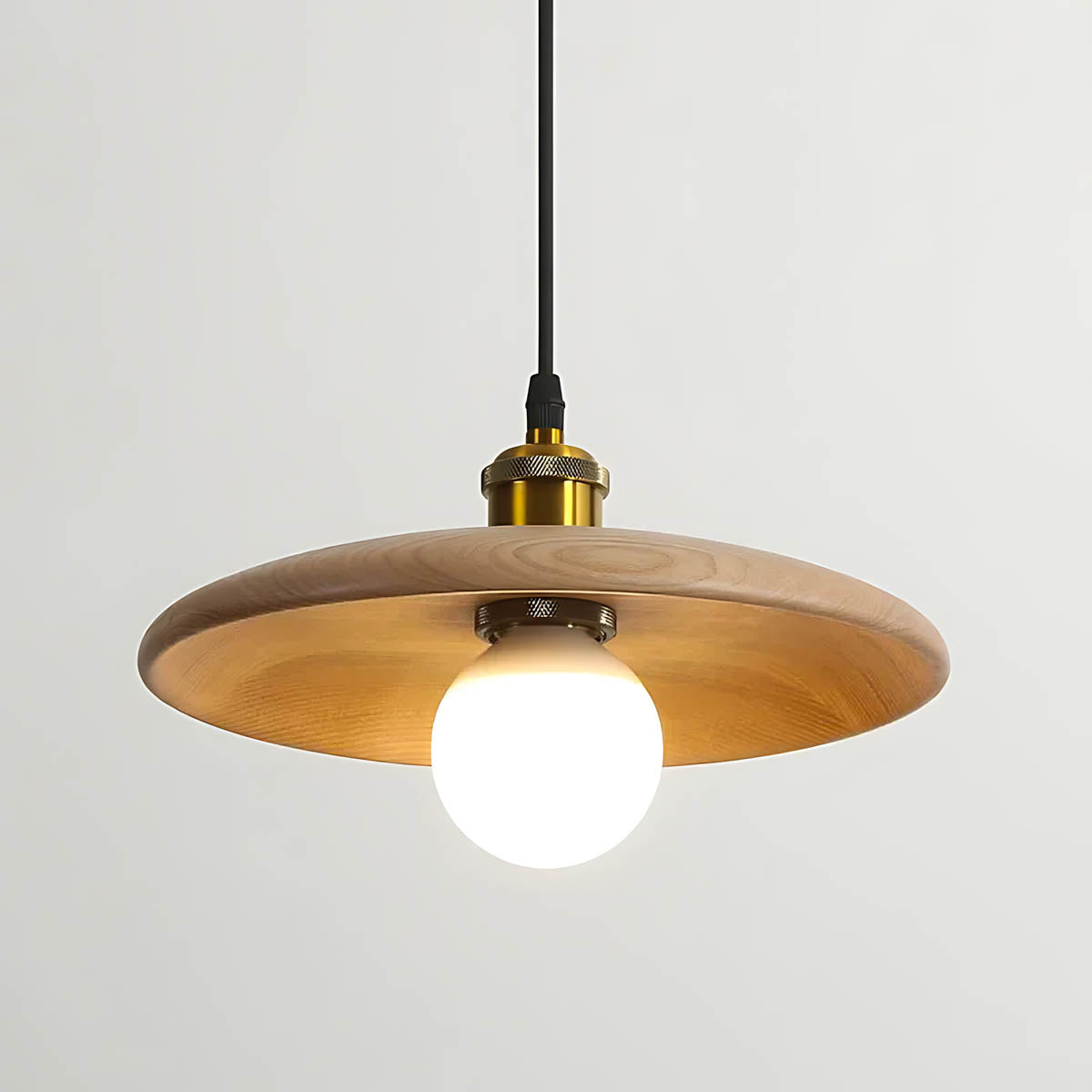 Wood saucer pendant light LED E27, Ø 18 / 28 cm