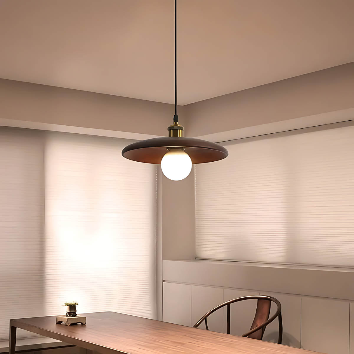 Wood saucer pendant light LED E27, Ø 18 / 28 cm