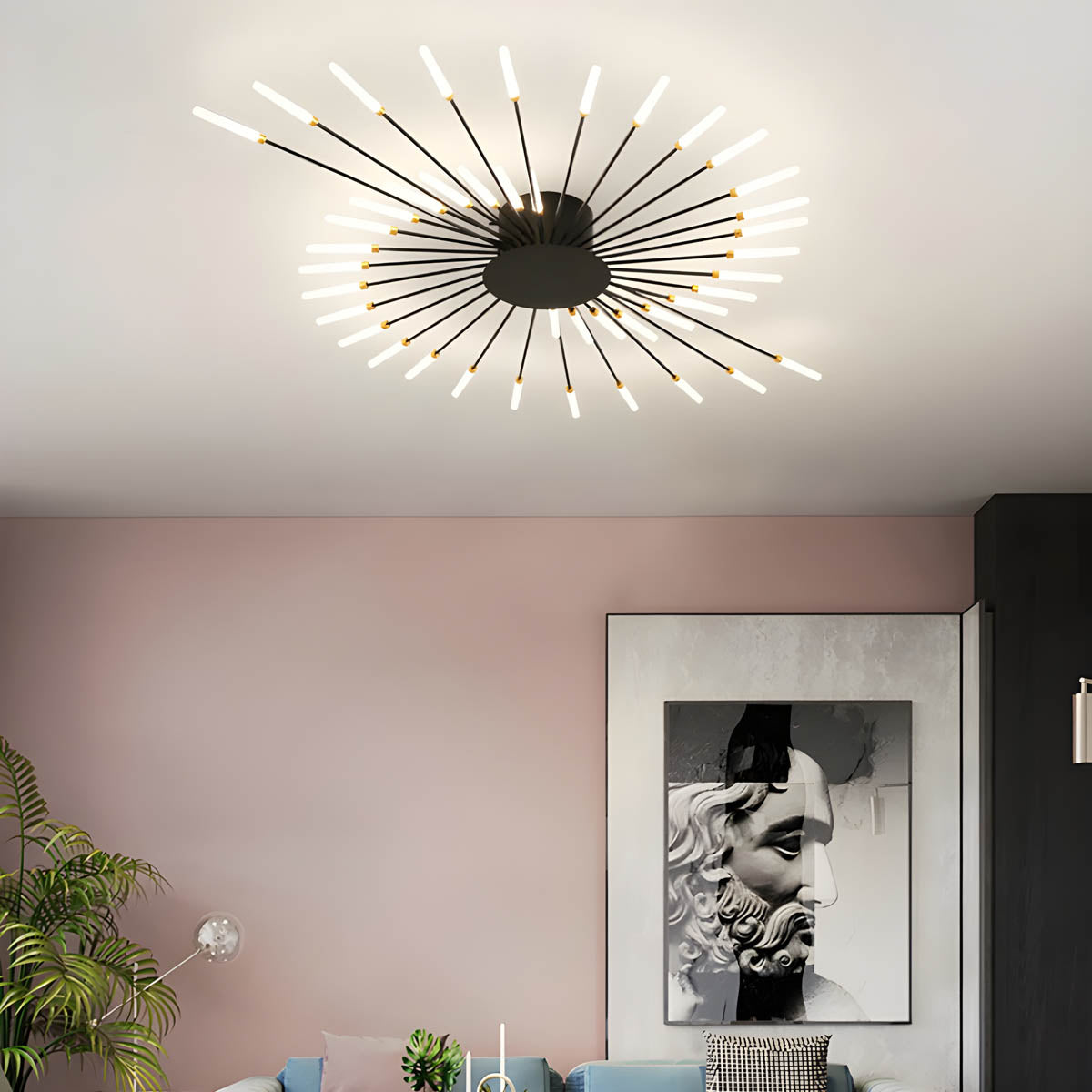 Aluminium and Acrylic LED Semi-Flush Chandelier