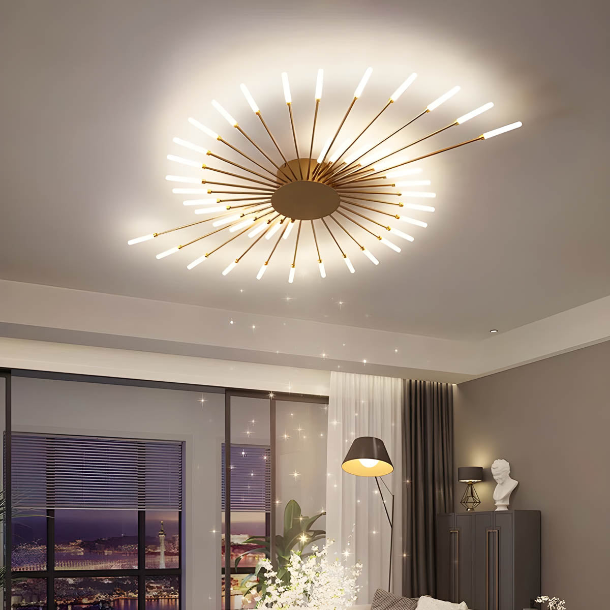 Aluminium and Acrylic LED Semi-Flush Chandelier
